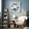 Blue Flower Wall Art for Living Room White Floral Canvas Pictures Modern Paintings Framed Artwork for Bedroom Bathroom Dining Room Office Wall Decor